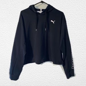 Women’s Puma Black Crop Top Long Sleeve Hoodie